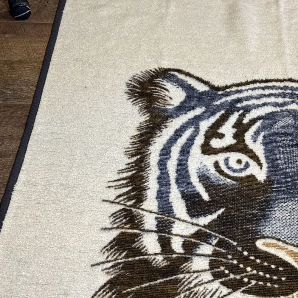 Vintage Biederlack Plush Tiger Throw Blanket Brown 71
